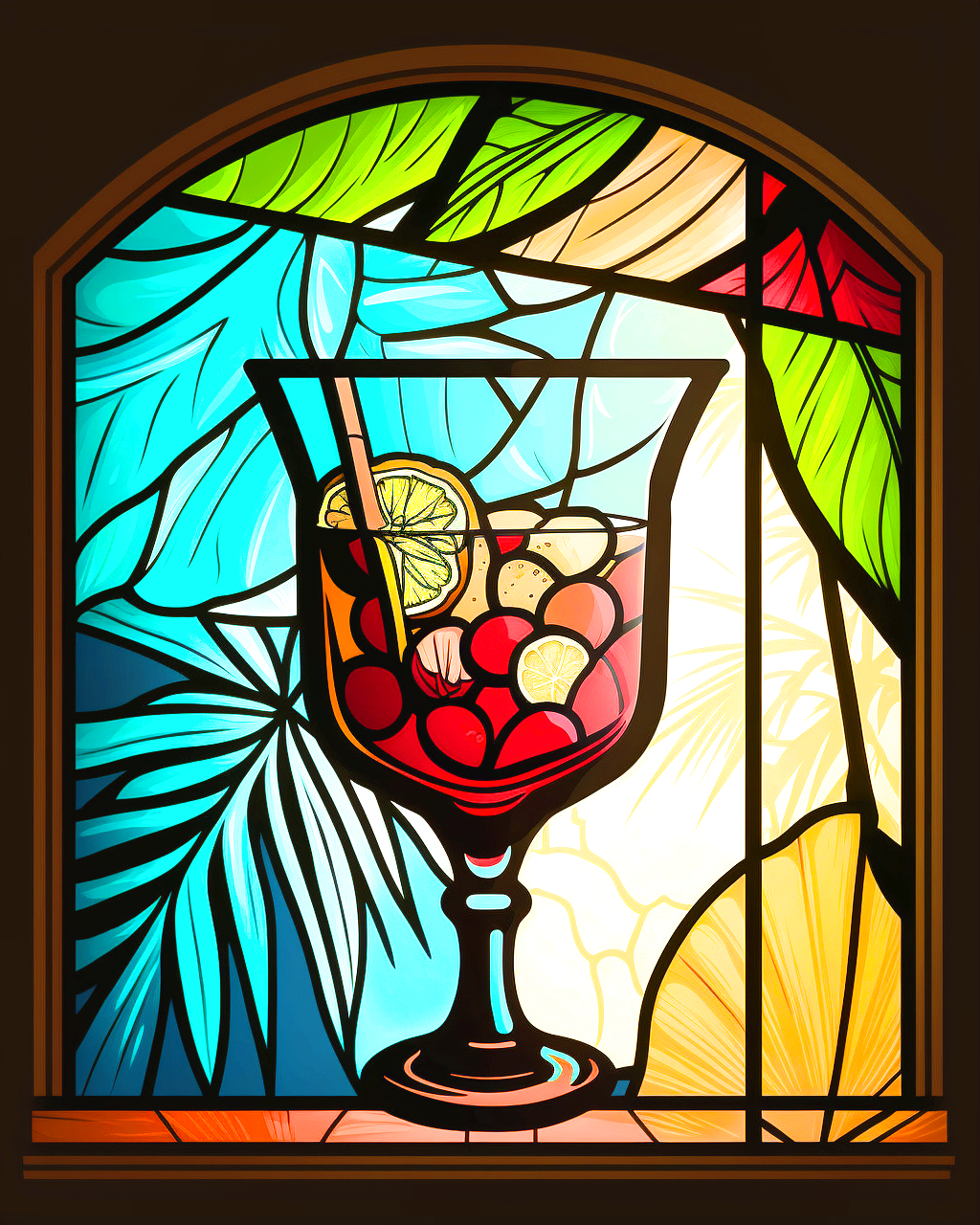 Abstract Tropical Drink Leaves Diamond Art Kit
