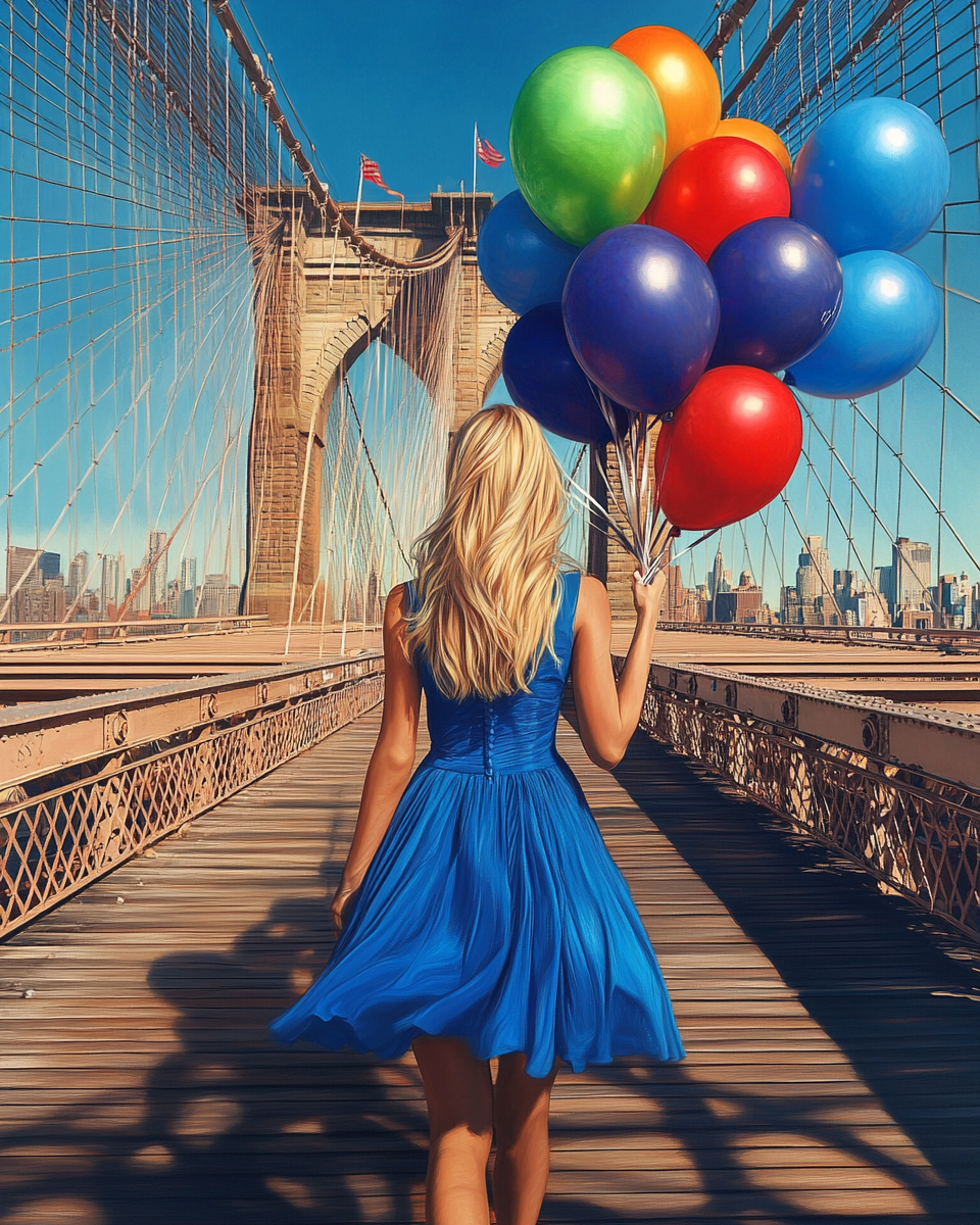 Woman With Balloons Diamond Art Kit