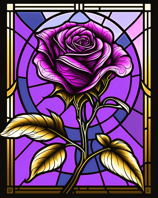 Abstract Purple Rose Panel Diamond Art Kit