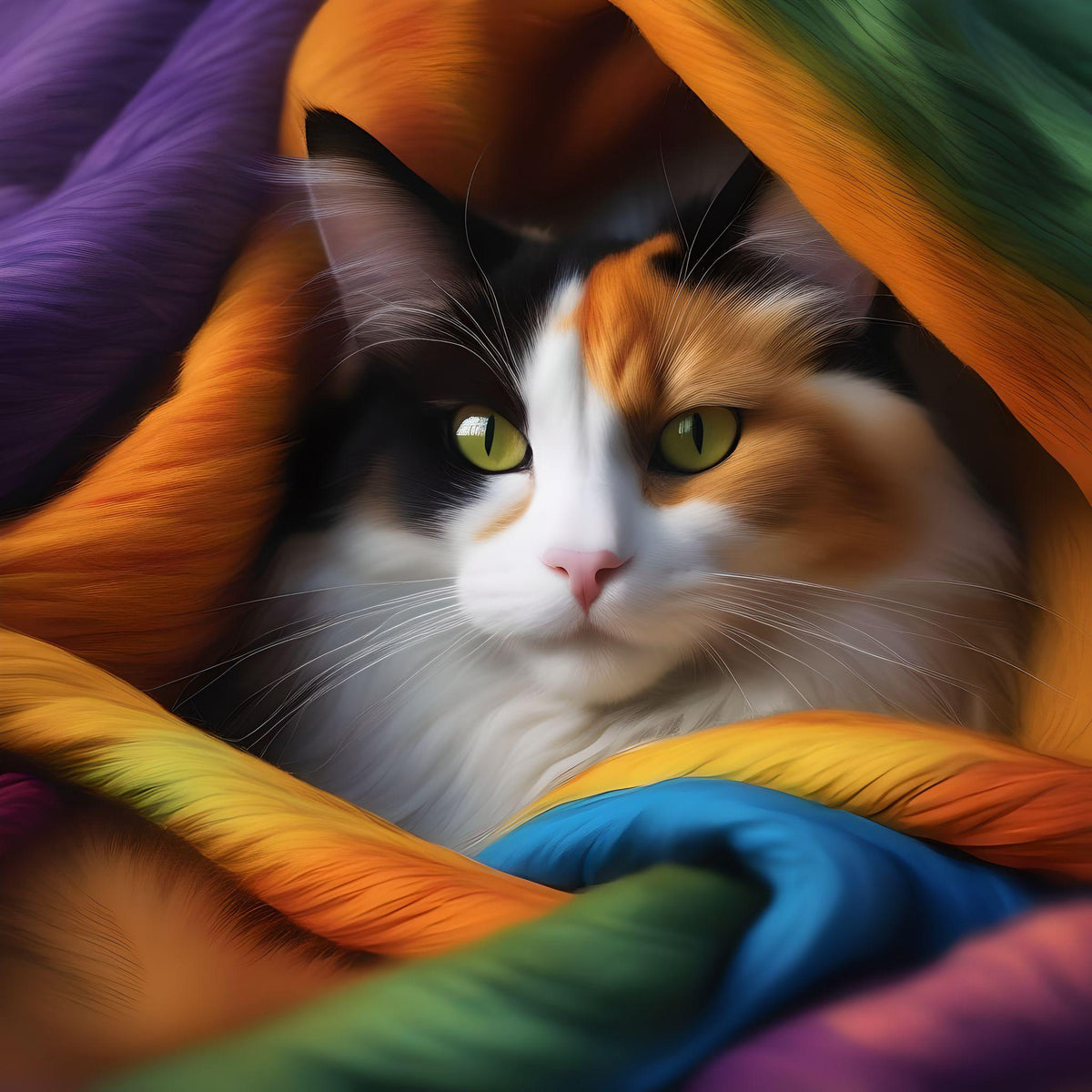 Long Hair Calico Cat Blanket Diamond Art Kit