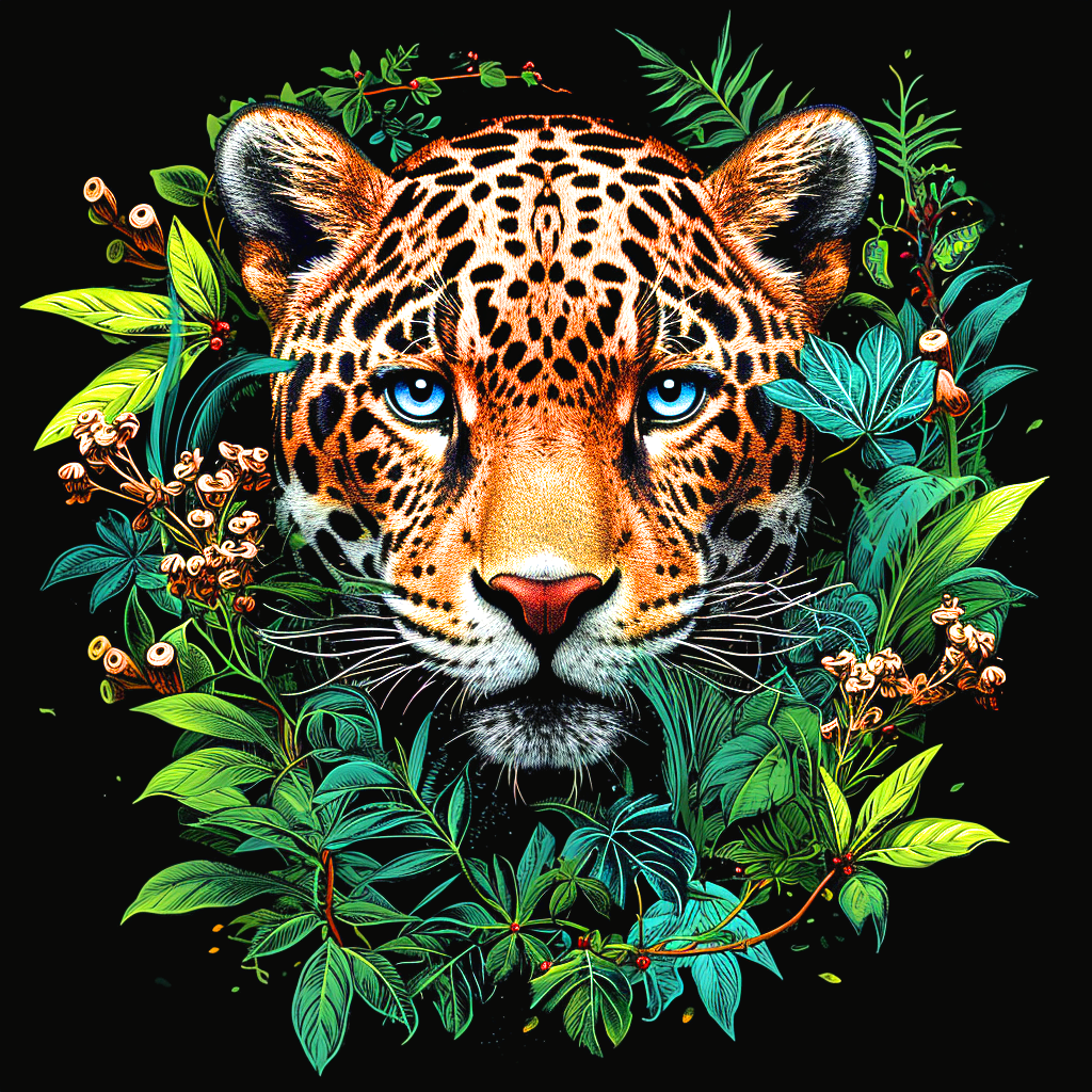 Blueeye Leopard And Leaves Diamond Art Kit