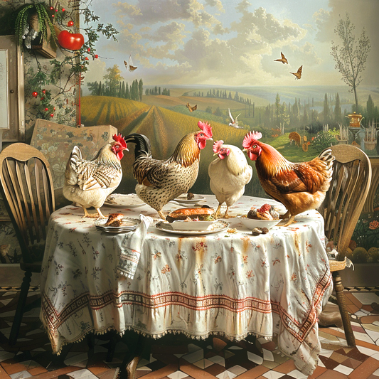 Roosters Indoor Dining Diamond Art Kit