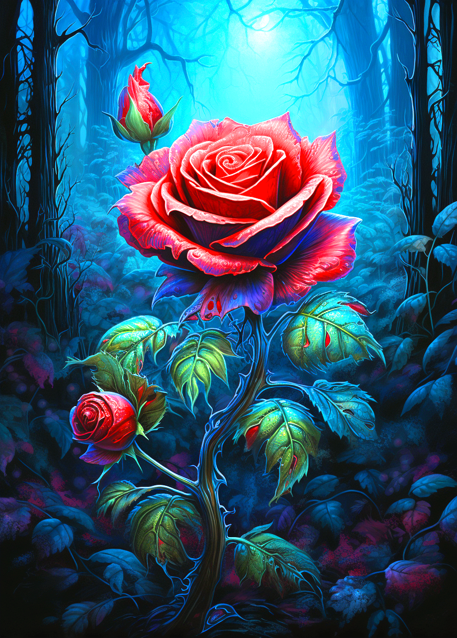 Dark Forest Red Rose Diamond Art Kit