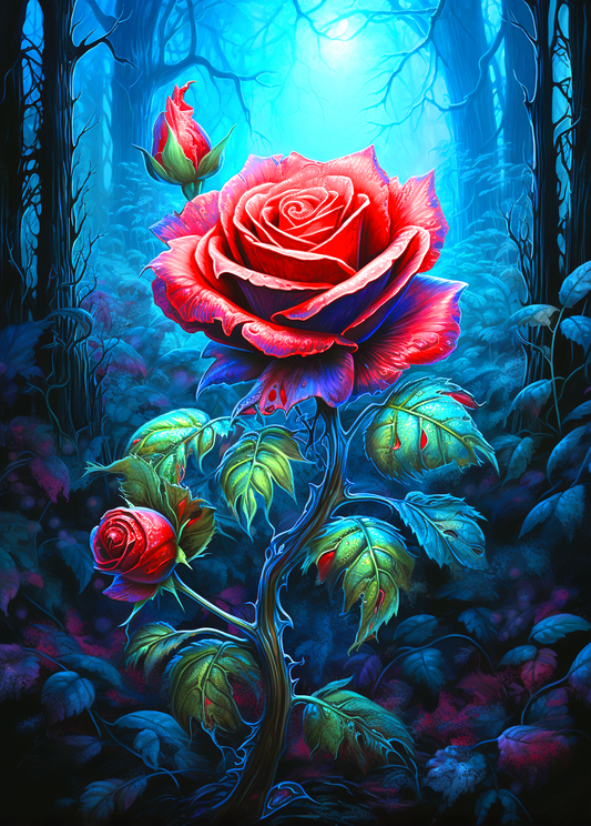 Dark Forest Red Rose Diamond Art Kit