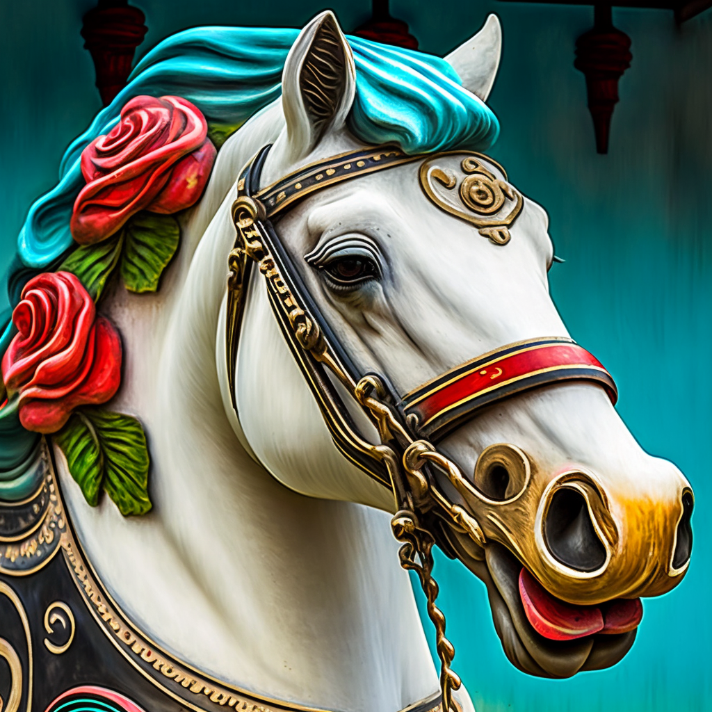 White Carousel Horsehead Diamond Art Kit