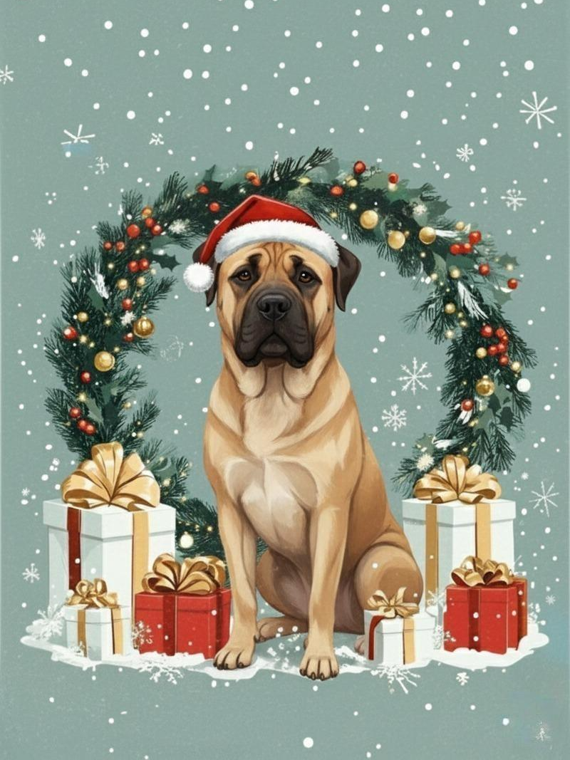 Christmas Arch And Presents Boerboel Diamond Art Kit