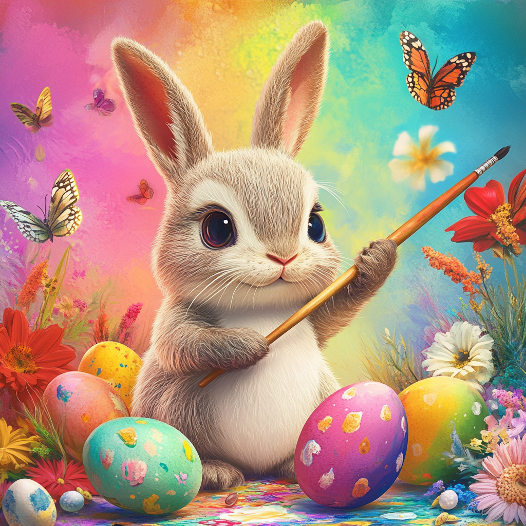 Cute Bunny Paintbrush Diamond Art Kit
