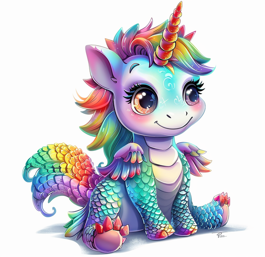Rainbow Scale Baby Unicorn Diamond Art Kit