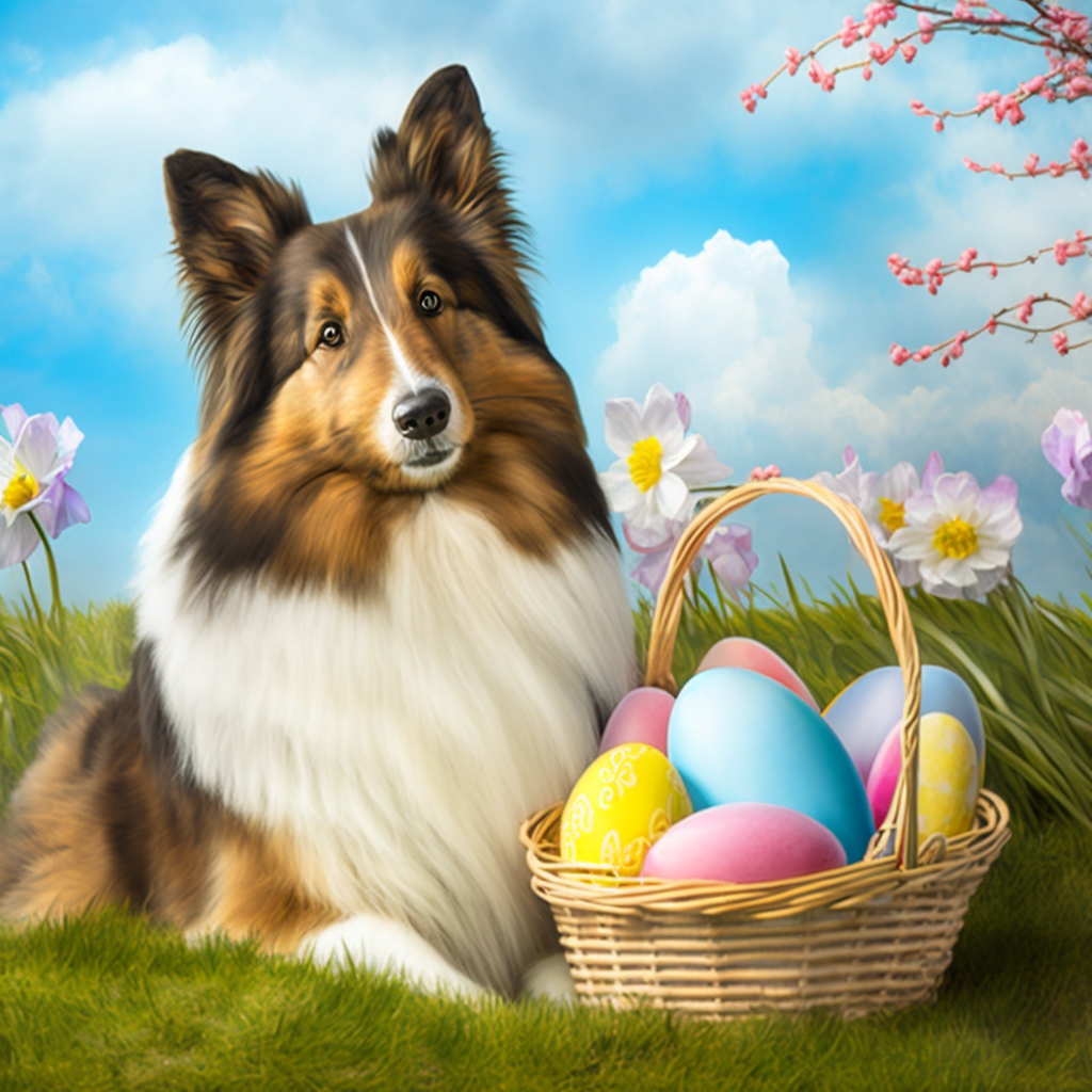 Easter Egg Collie Diamond Art Kit