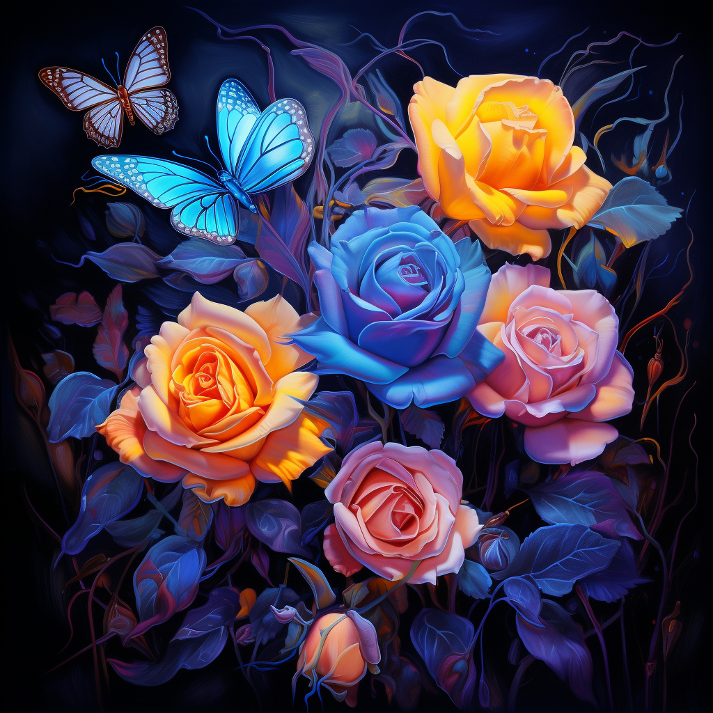 Blue Center Rose Diamond Art Kit