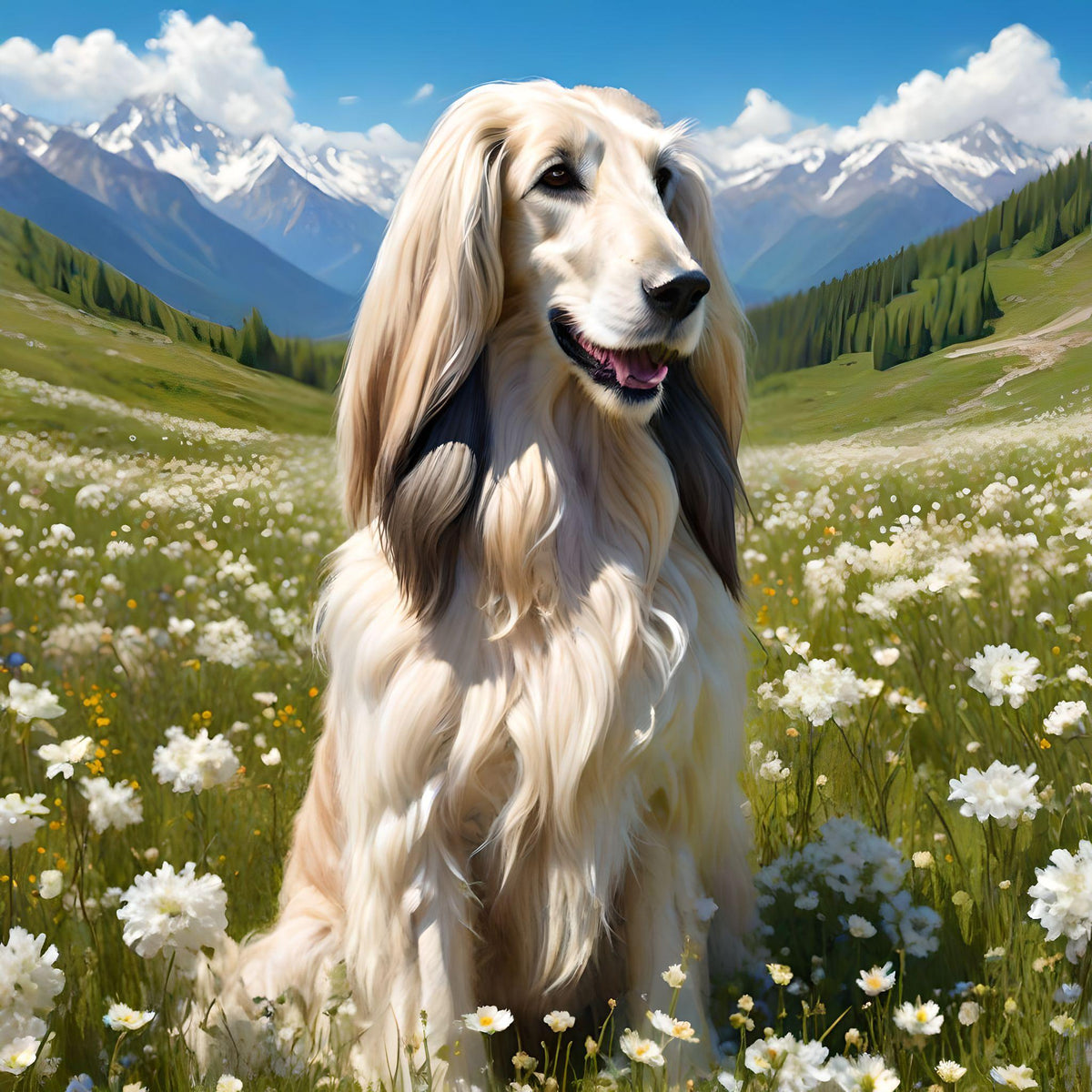 Afghan Hound Meadow Diamond Art Kit