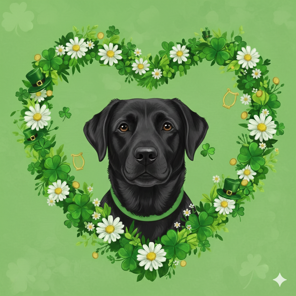 St Patricks Day Shamrock Black Labrador Retriever Diamond Art Kit
