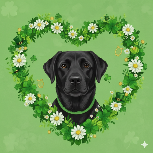 St Patricks Day Shamrock Black Labrador Retriever Diamond Art Kit