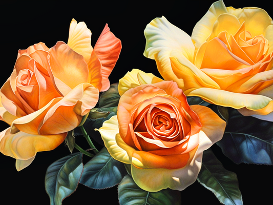 Three Yellow Orange Roses Diamond Art Kit