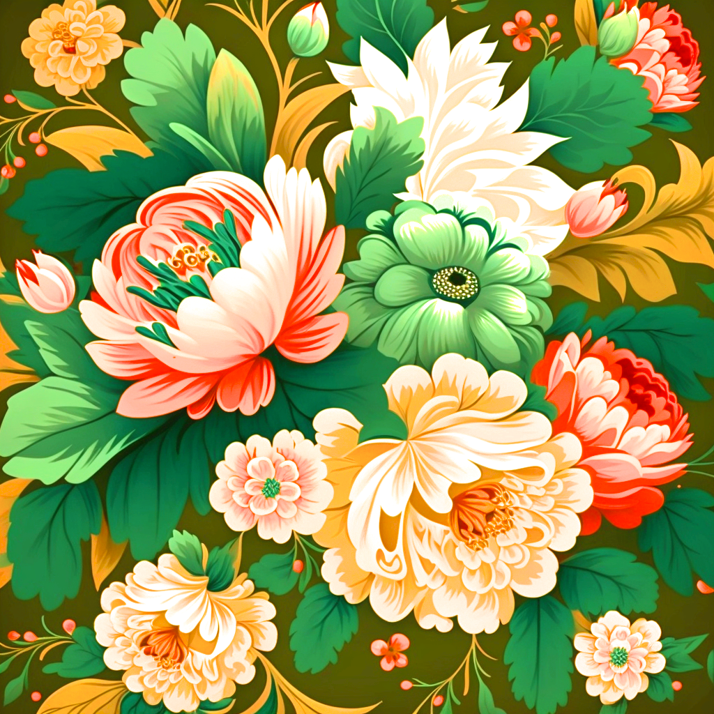 Green Flower Pattern Diamond Art Kit