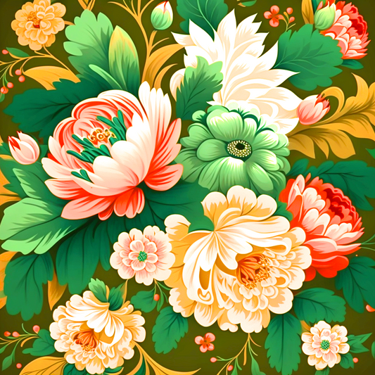 Green Flower Pattern Diamond Art Kit