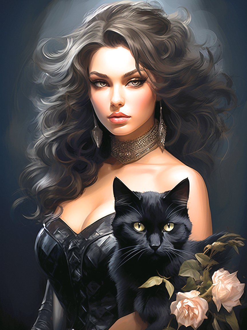Roses Black Catwoman Diamond Art Kit