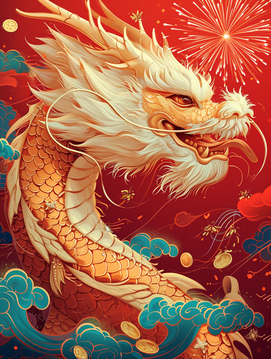 Orange Chinese Dragon Diamond Art Kit