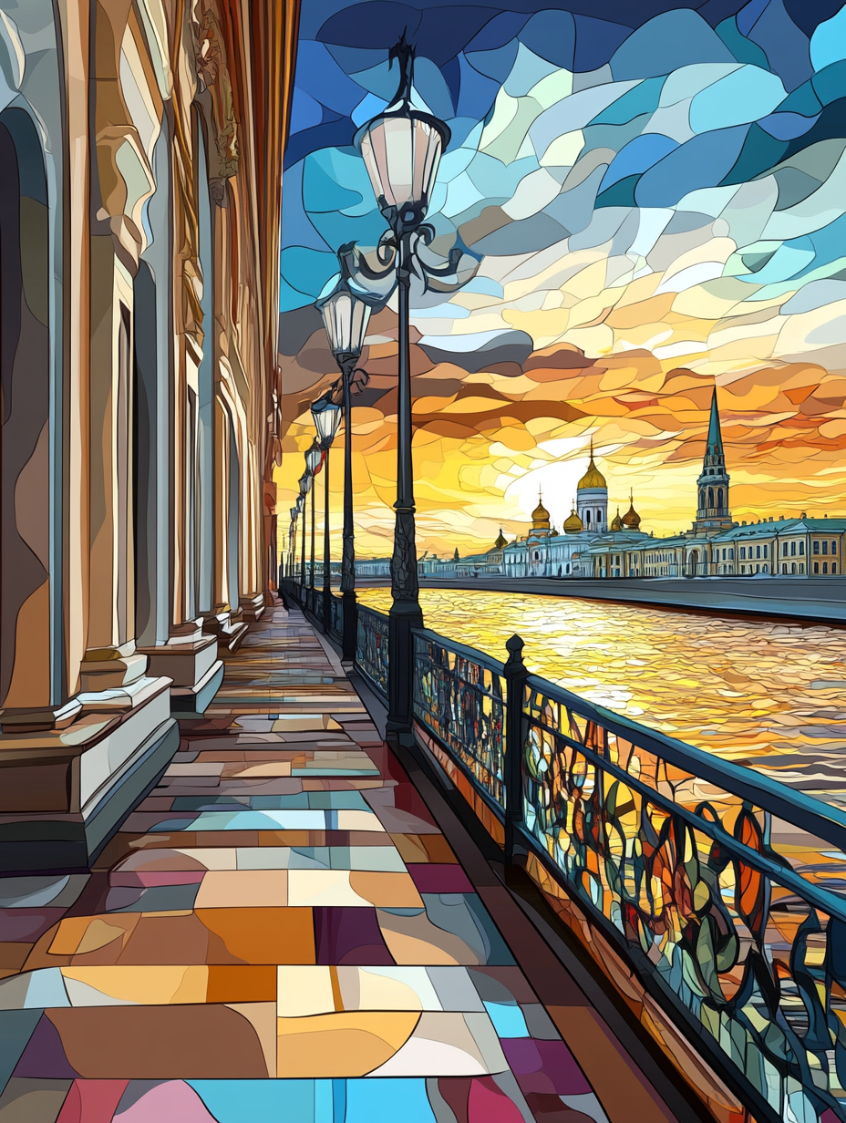 Abstract Riverside Walkway Diamond Art Kit