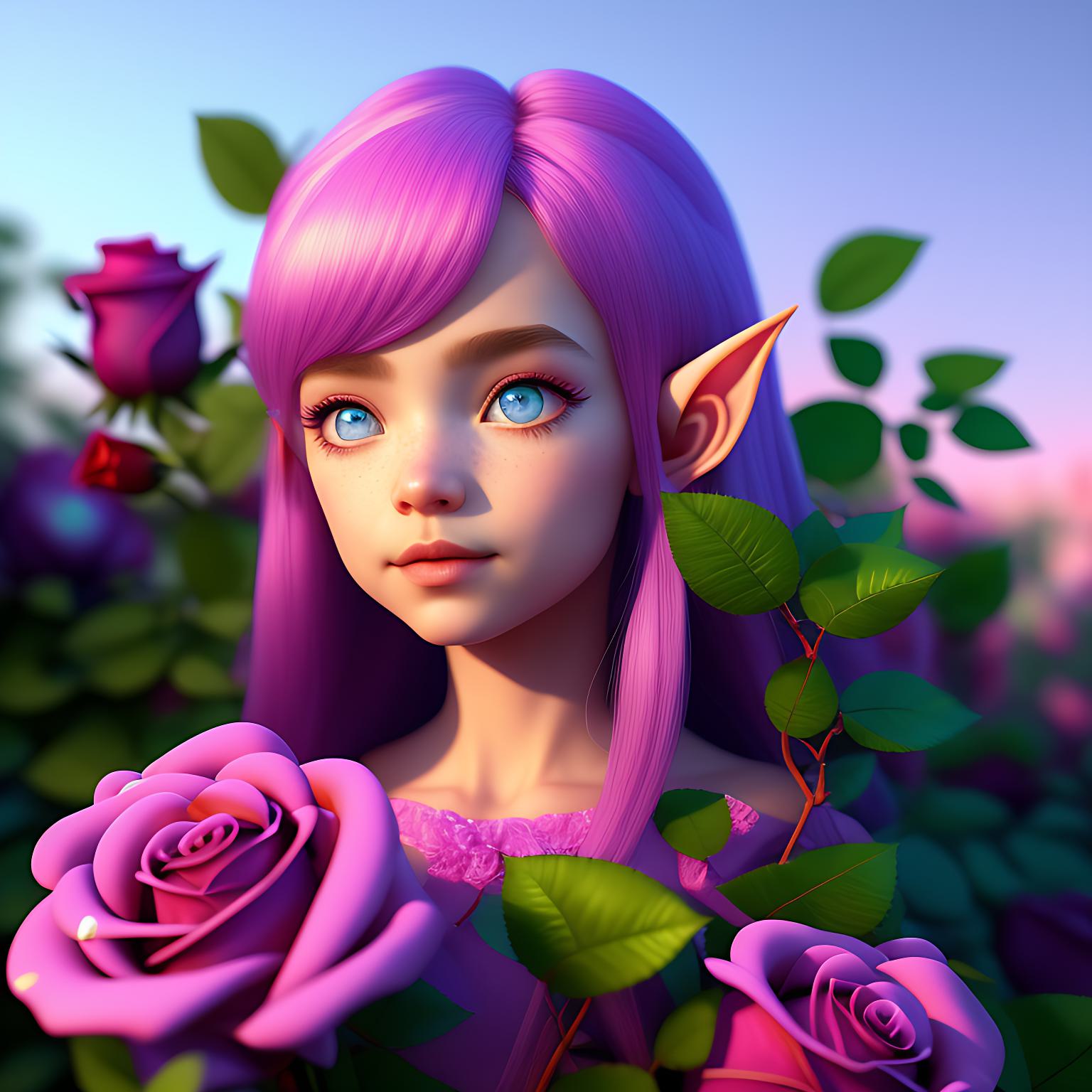 Elf Girl With Roses Diamond Art Kit