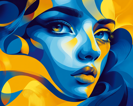 Blue And Yellow Abstract Face Art Diamond Art Kit