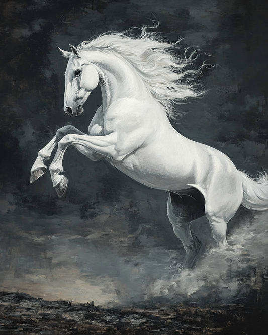 White And Gray Horse Diamond Art Kit