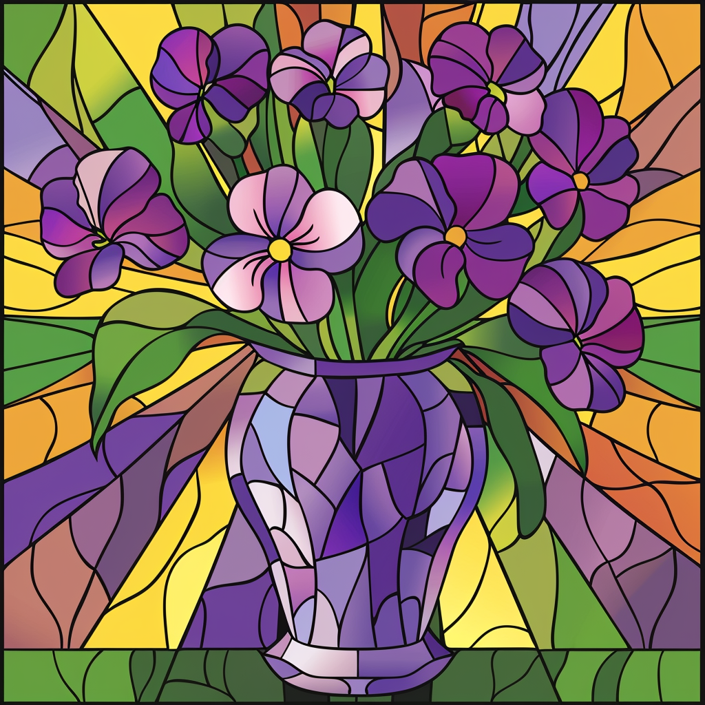 Purple Vase And Flowers Abstract Diamond Art Kit