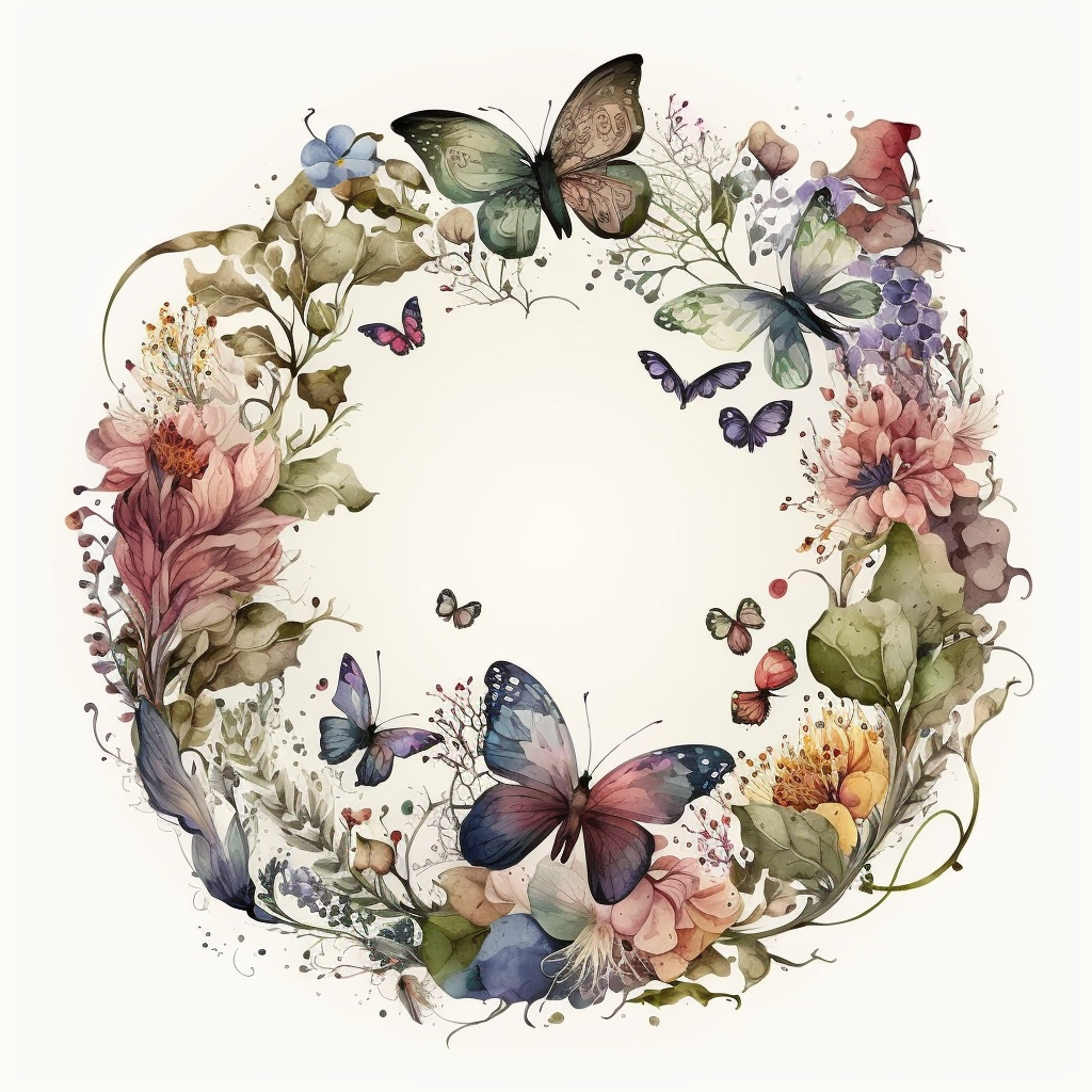Butterflies And Flower Wreath Diamond Art Kit