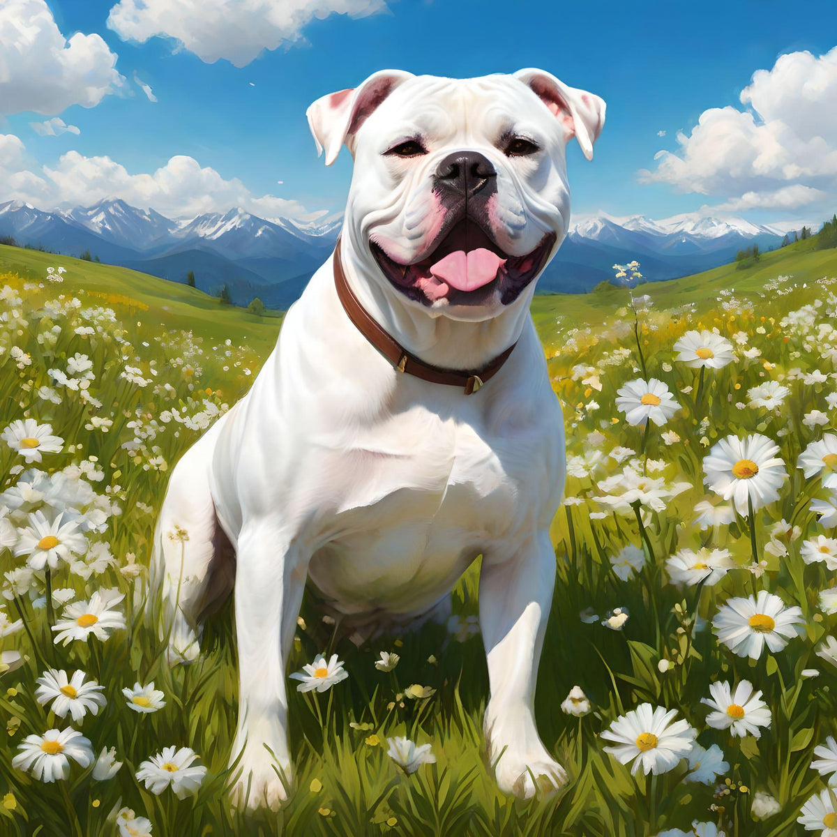 American Bulldog Meadow Diamond Art Kit