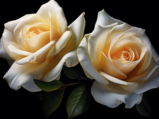 Two Pale Yellow Roses Diamond Art Kit