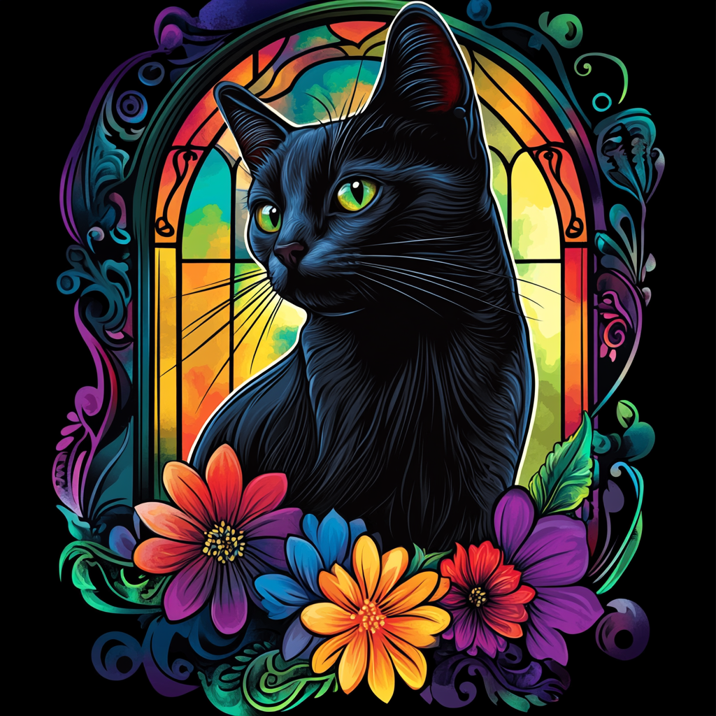 Shorthaired Black Cat Window Diamond Art Kit