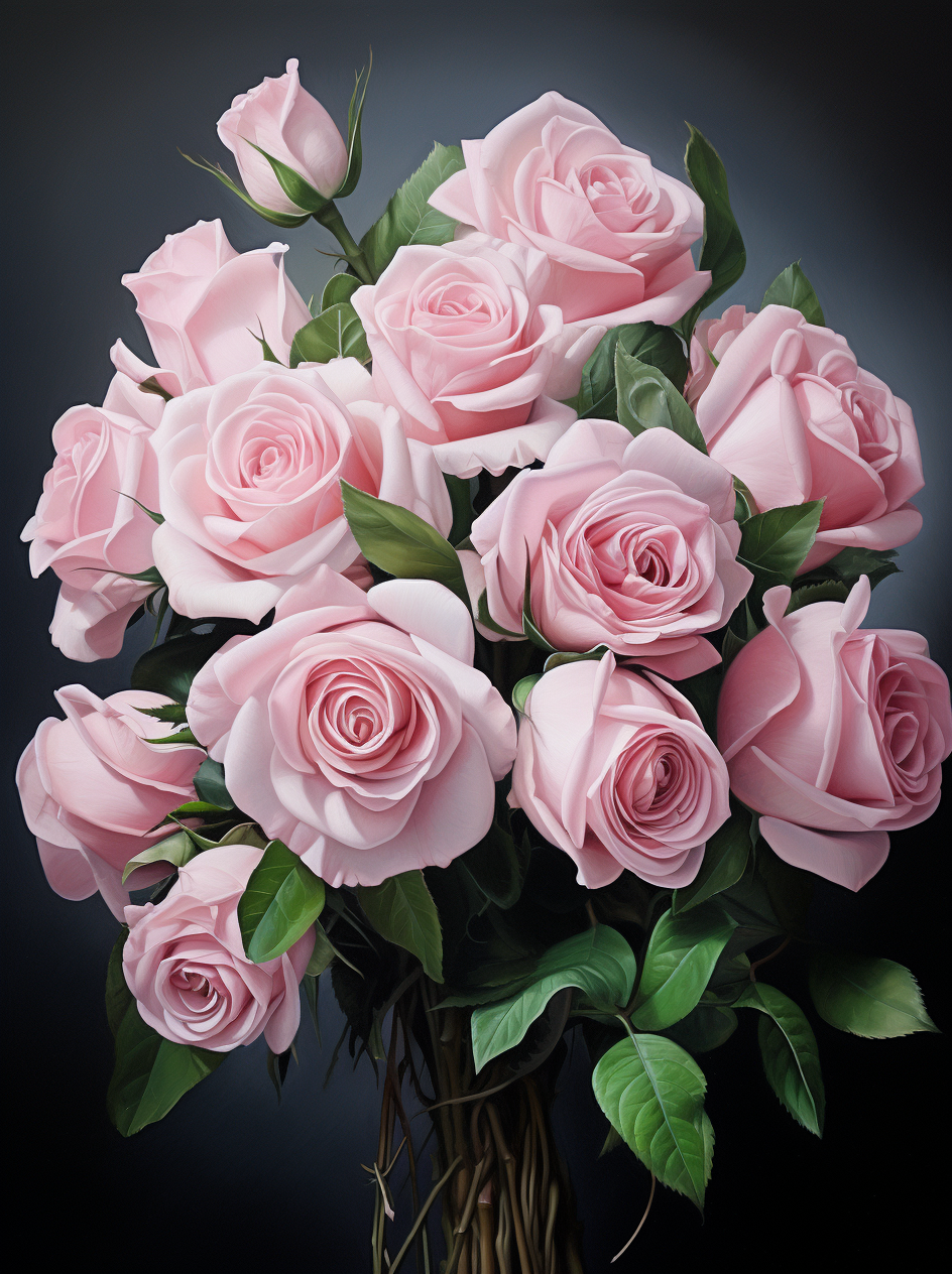 Long Stemmed Pink Roses Diamond Art Kit