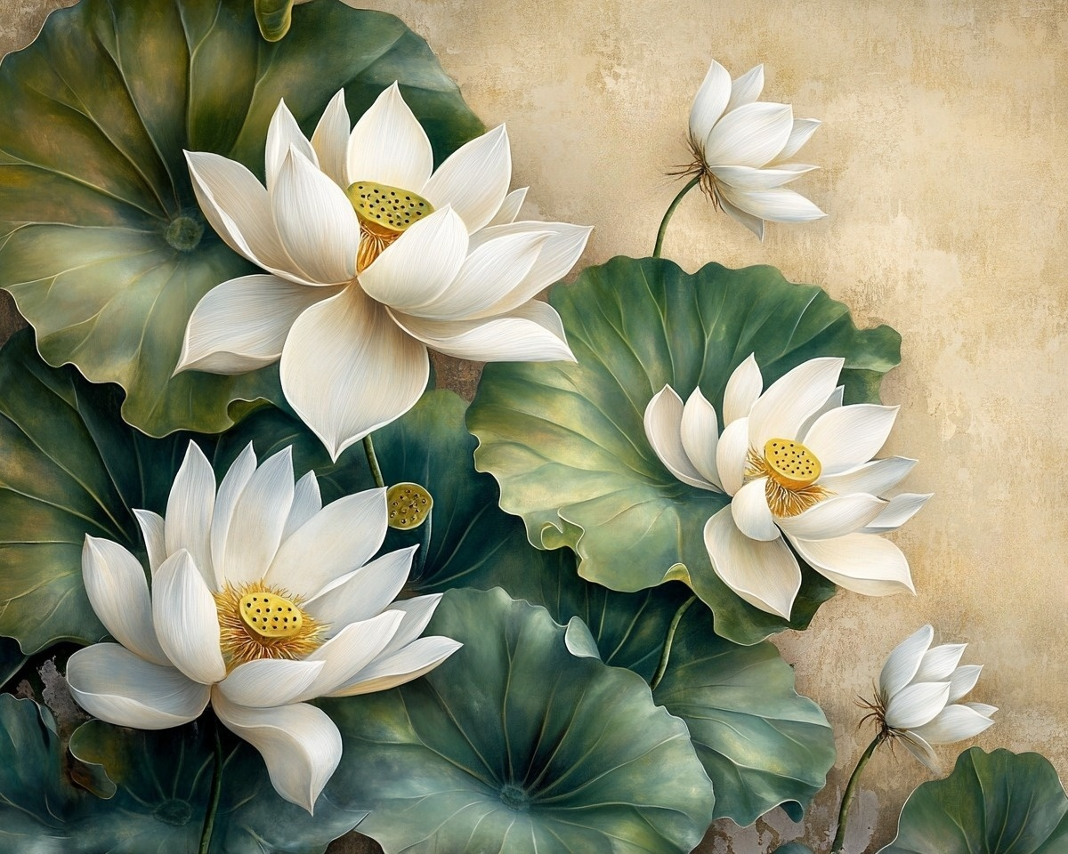 White Lotus Flowers Diamond Art Kit