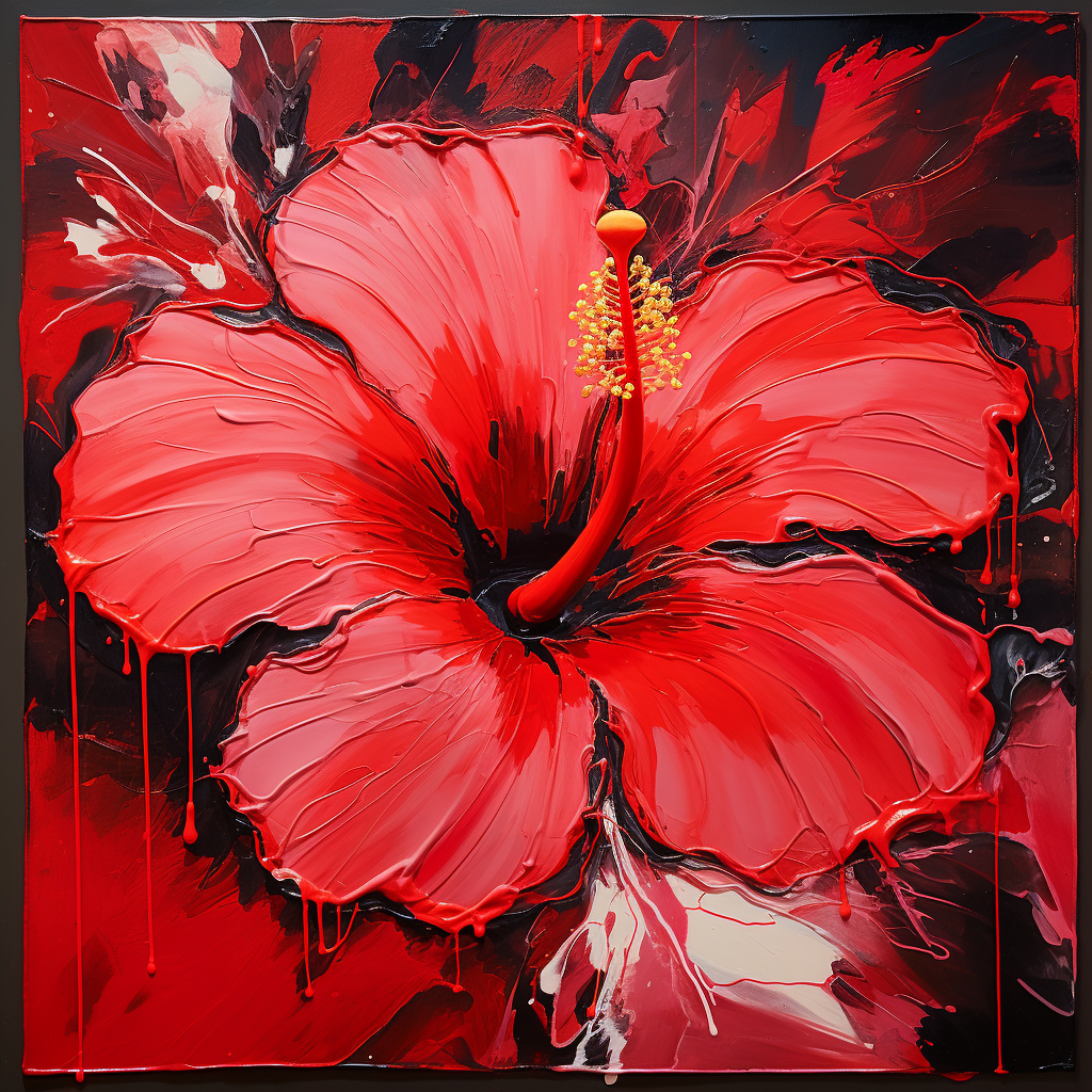 Painted Red Hibiscus Diamond Art Kit