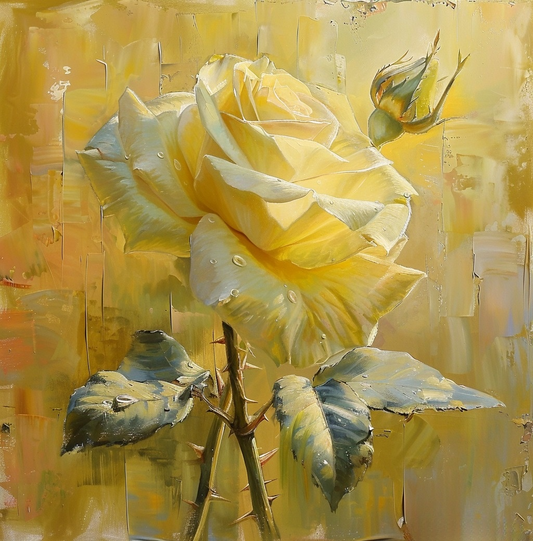 Painted Pale Yellow Rose Diamond Art Kit