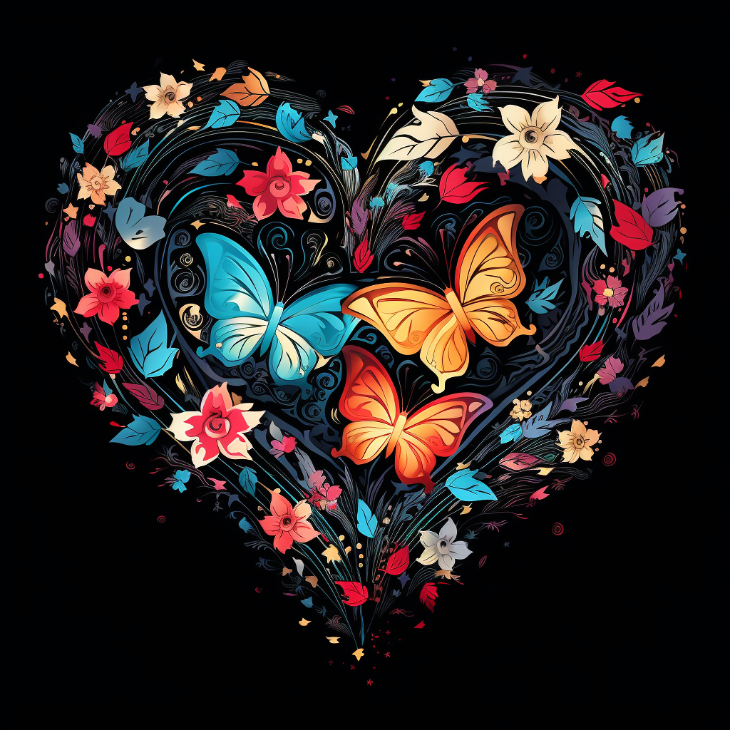 Three Butterfly Flower Heart Diamond Art Kit