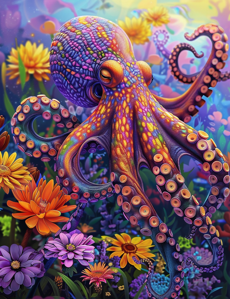 Colorful Spotted Octopus Diamond Art Kit