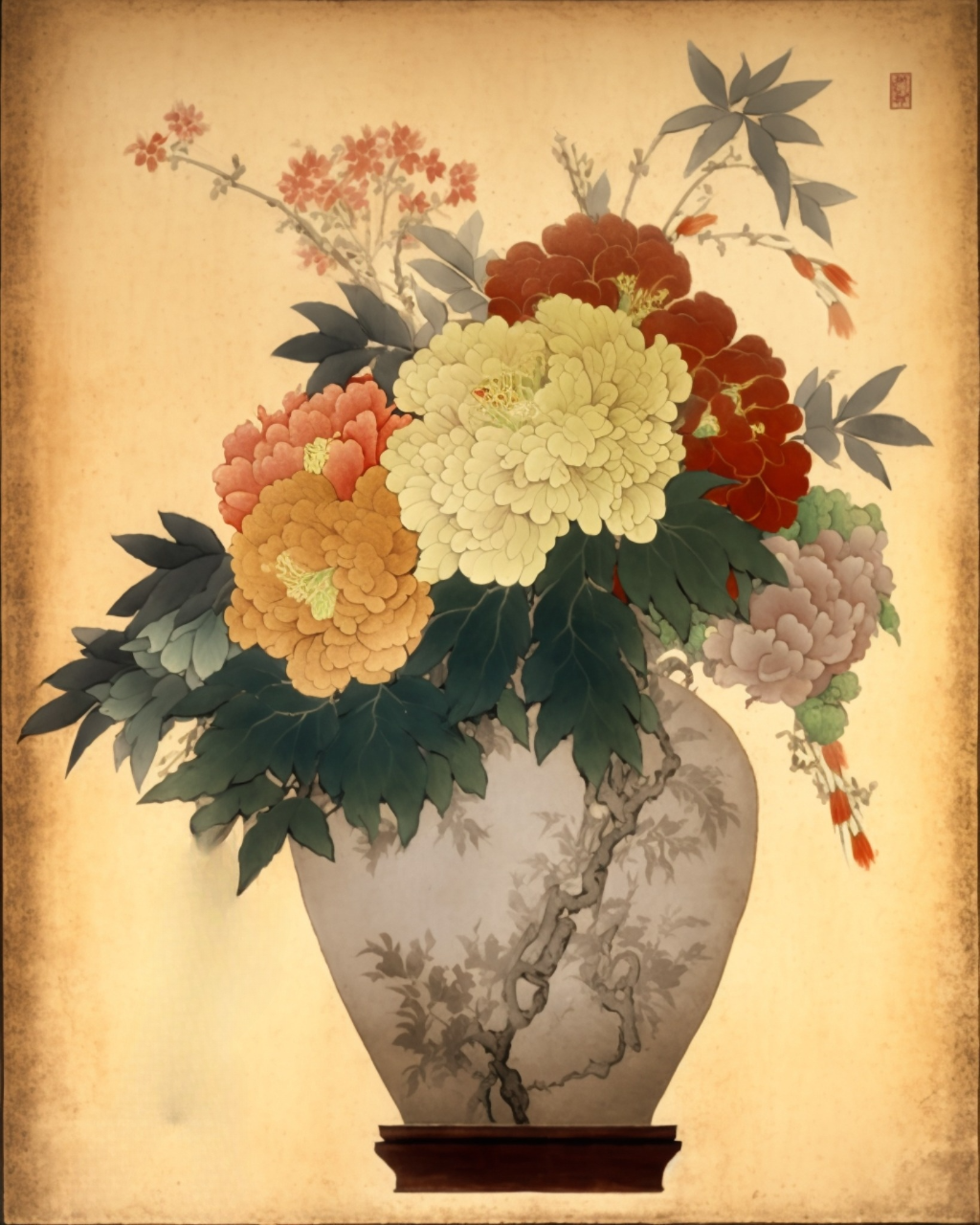 Yellow Background Vase Of Flowers Diamond Art Kit