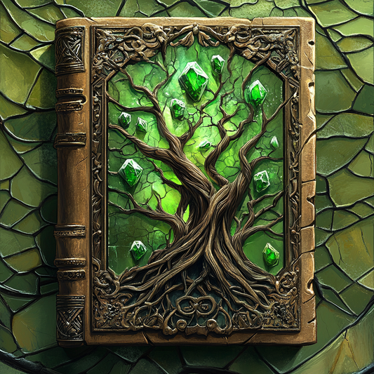 Old Tree Green Gem Book Of Spells Diamond Art Kit
