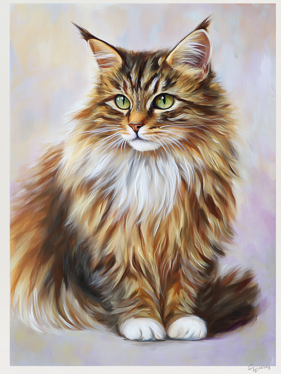 Green Eye Striped Fluffy Cat Diamond Art Kit