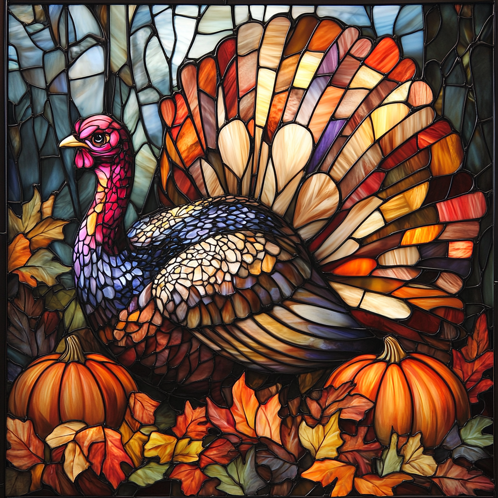 Colorful Feather Abstract Turkey Diamond Art Kit