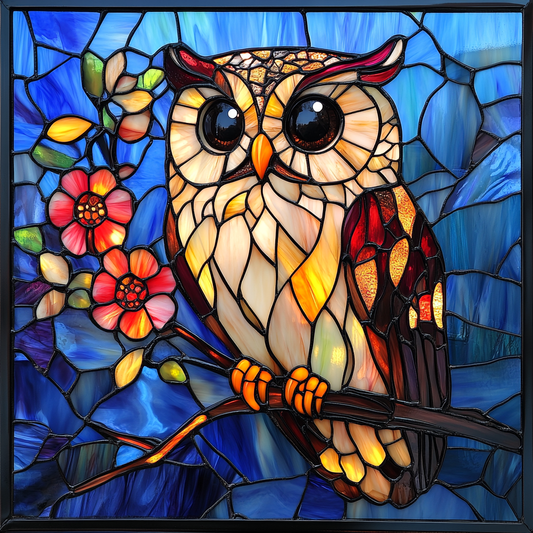 Bigeye Owl Flowers Diamond Art Kit