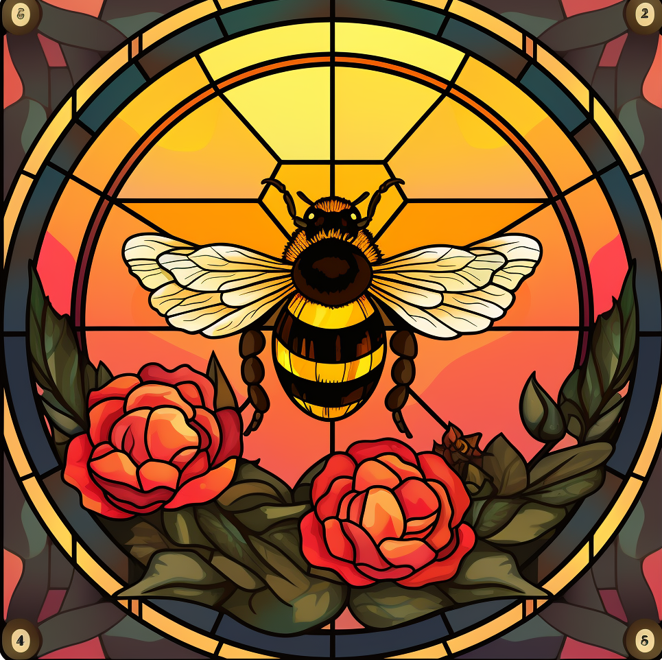 Red Flower Bumblebee Abstract Diamond Art Kit