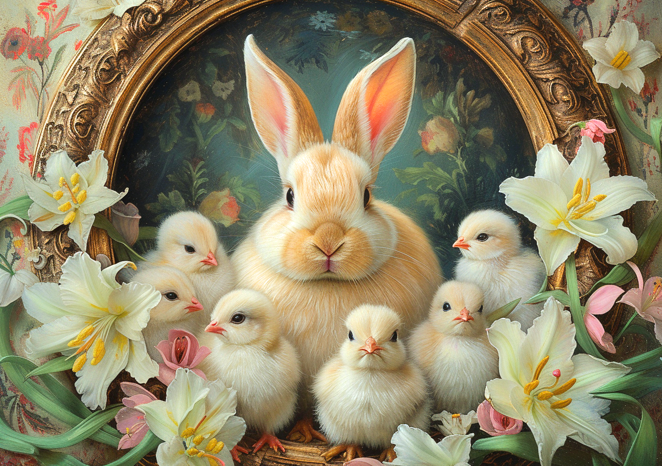 Rabbit And Chicks Diamond Art Kit
