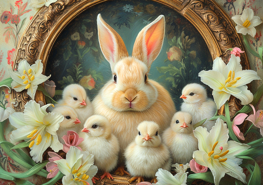 Rabbit And Chicks Diamond Art Kit