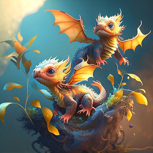 Two Baby Dragons Diamond Art Kit