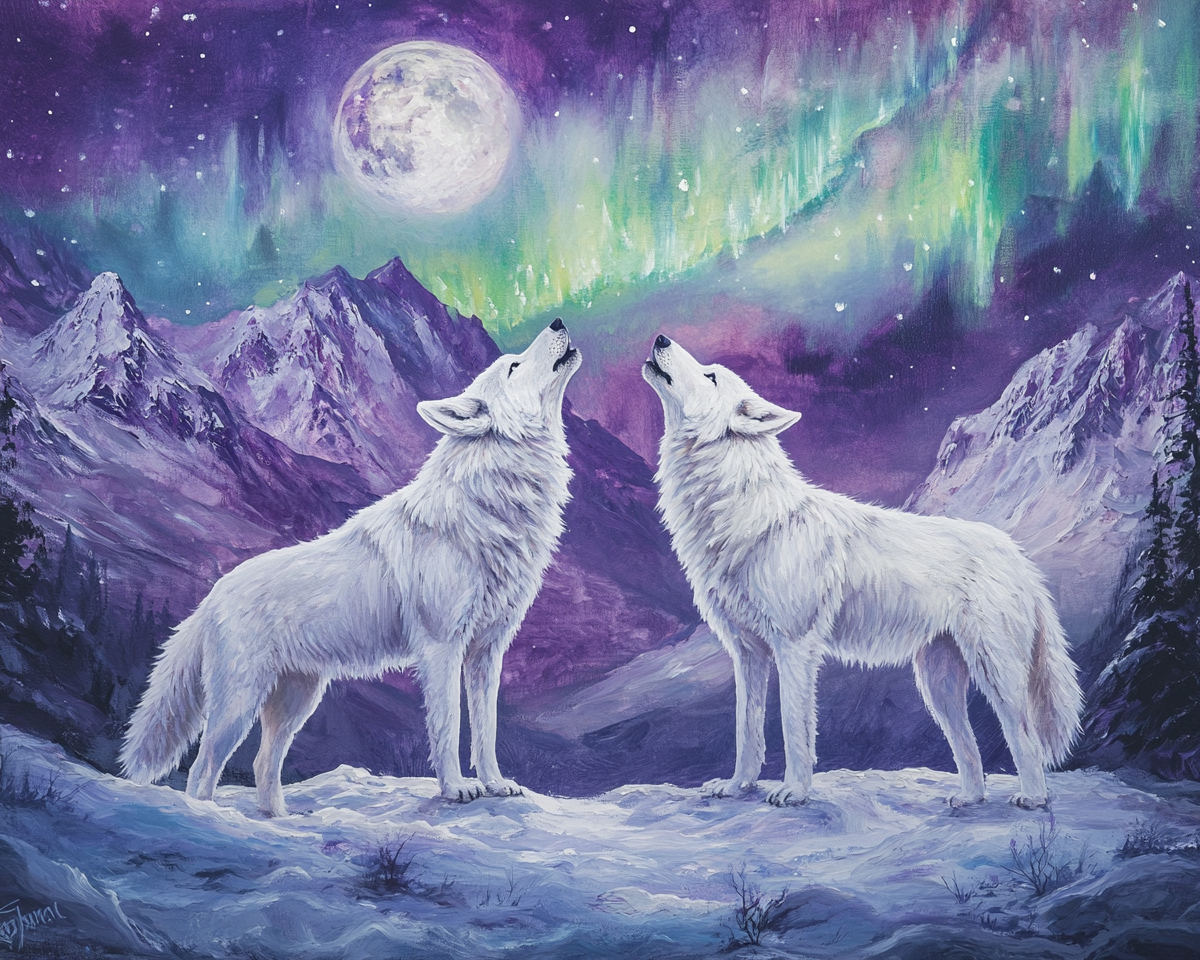 White Wolves Moon Diamond Art Kit