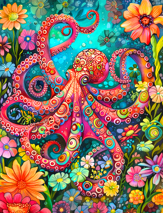Abstract Pattern Flower Octopus Diamond Art Kit