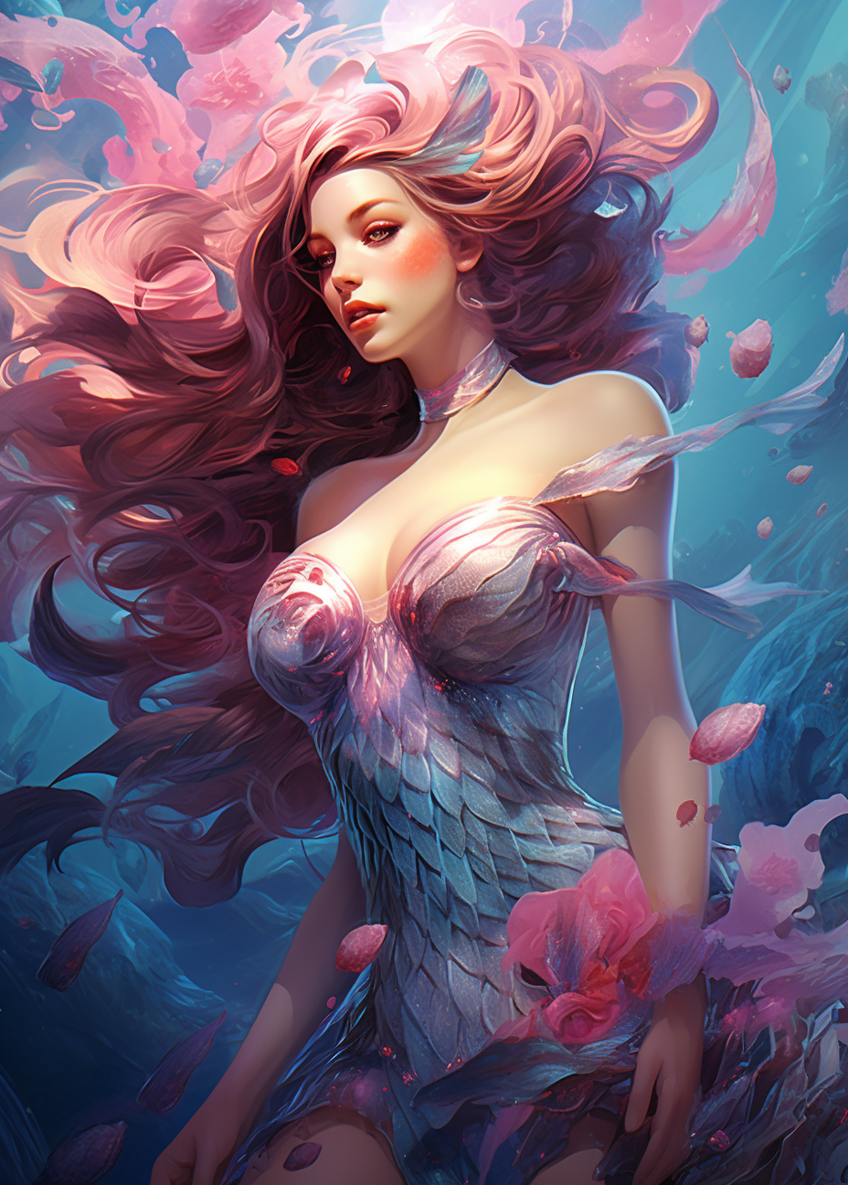 Pink Hair Water Woman Diamond Art Kit