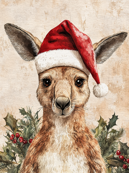 Christmas Hat Kangaroo Diamond Art Kit